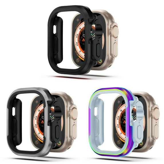 LEIXIUER Metal Case Compatible with Apple Watch Ultra 49mm 45mm 41mm 44mm 40mm 38mm for iwatch Series Ultra 9 8 7 SE 6 5 4 3 2 1 Accessories Shockproof Protector TPU Bumper Tempered Cover