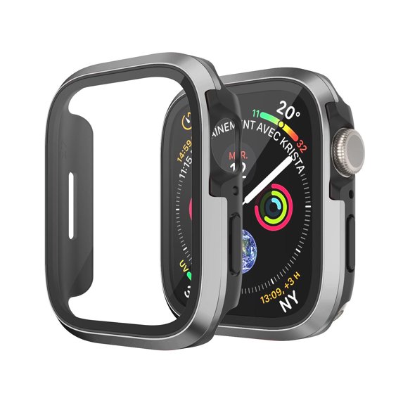 LEIXIUER Metal Cover Compatible with Apple Watch Ultra 49mm 45mm 44mm 40mm 41mm for iWatch Series Ultra 8 7 SE 6 5 4 Hard PC Tempered Glass Bumper Shell Protector Case