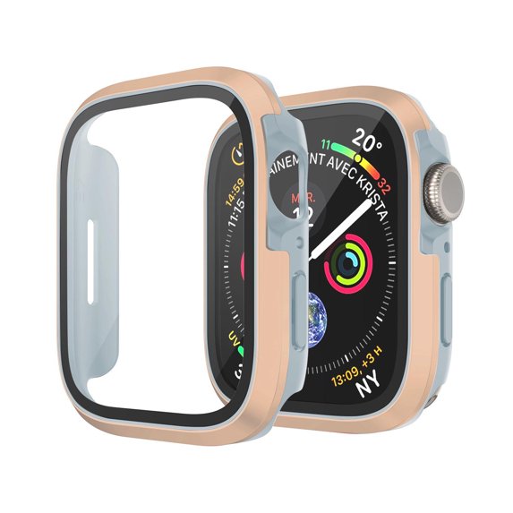 LEIXIUER Metal Cover Compatible with Apple Watch Ultra 49mm 45mm 44mm 40mm 41mm for iWatch Series Ultra 8 7 SE 6 5 4 Hard PC Tempered Glass Bumper Shell Protector Case