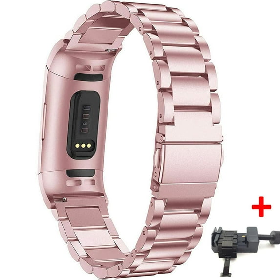 LEIXIUER Metal Stainless Steel Band Compatible with Fitbit Charge 4 / Charge 3 Bands for Women Men