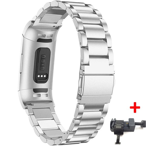 LEIXIUER Metal Stainless Steel Band Compatible with Fitbit Charge 4 / Charge 3 Bands for Women Men