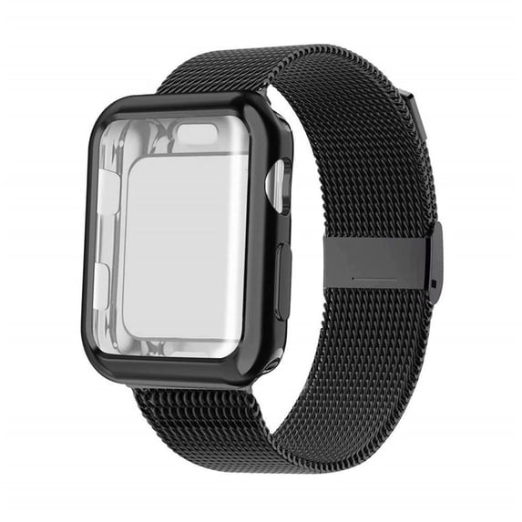 LEIXIUER Milanese Loop Compatible with Apple Watch Bands and Soft Case 41mm 40mm 38mm 45mm 44mm 42mm, Stainless Steel Metal Mesh Strap and Protective Cover Bumper for iWatch Series 9 8 7 SE 6 5 4 3 2