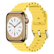 LEIXIUER Ocean Strap Compatible with Apple Watch Bands 45mm 44mm 40mm 41mm 42mm 38mm Ultra 49mm Women Men, Sport Band Adjustable Silicone Strap for iWatch Series 9 8 7 6 5 4 3 SE - Yellow