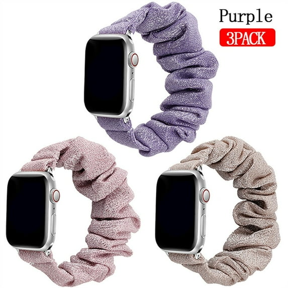 LEIXIUER Scrunchie Strap for Apple Watch Bands 40mm 38mm 44mm 41mm 42mm 45mm iWatch Bands for Women,Cute Printed Elastic Solo Loop Bands Bracelet for iWatch Series 7 6 5 4 3 2 1 SE, 3 Packs