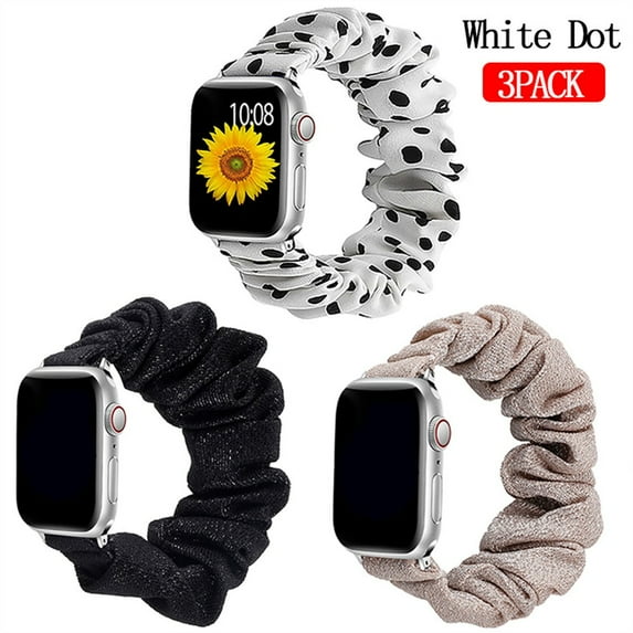 LEIXIUER Scrunchie Strap for Apple Watch Bands 40mm 38mm 44mm 41mm 42mm 45mm iWatch Bands for Women,Cute Printed Elastic Solo Loop Bands Bracelet for iWatch Series 7 6 5 4 3 2 1 SE, 3 Packs