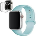 thumbnail image 1 of LEIXIUER Silicone Watch Band and Case Compatible with Apple Watch Bands 42mm with Silicone Clear Case Screen Protector Cover Compatible with Apple Watch Series 3 2 1,Turquoise, 1 of 7