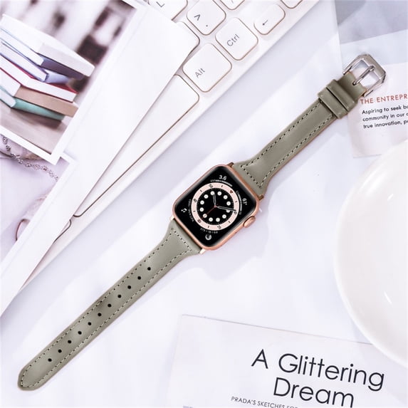 LEIXIUER Slim Leather Strap Compatible with Apple Watch Bands 45mm 41mm 38mm 42mm 40mm 44mm 49mm for Series 8 7 SE 6 5 4 3 2 1 Genuine Leather Bracelet Replacement iWatch Strap