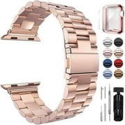 LEIXIUER Stainless Steel Band Metal Compatible with Apple Watch Bands and Case 41mm 40mm 38mm 45mm 44mm 42mm Women Men, Adjustable Link Metal Wristbands Replacement iWatch Series 9 8 7 SE 6 5 4 3 2 1