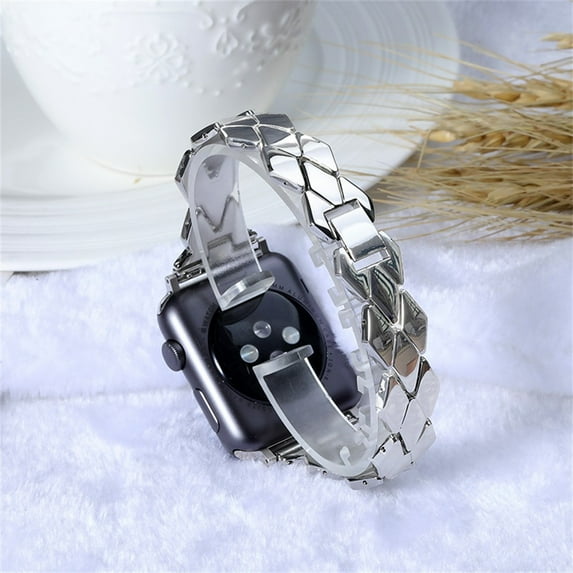 LEIXIUER Stainless Steel Band Metal Strap Compatible with Apple Watch Bands 45mm 44mm 41mm 38mm 40mm 42mm Ultra 49mm Rhombic Bracelet Wristbands for iWatch Band Series 9 8 7 6 SE 5 4 3 2 1