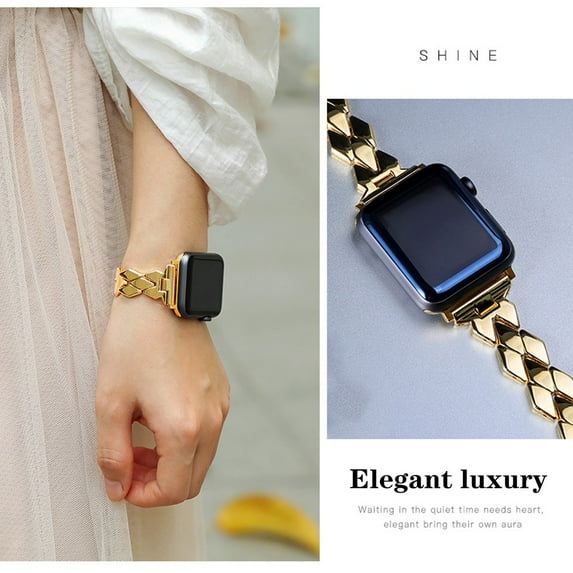 LEIXIUER Stainless Steel Band Metal Strap Compatible with Apple Watch Bands 45mm 44mm 41mm 38mm 40mm 42mm Ultra 49mm Rhombic Bracelet Wristbands for iWatch Band Series 9 8 7 6 SE 5 4 3 2 1