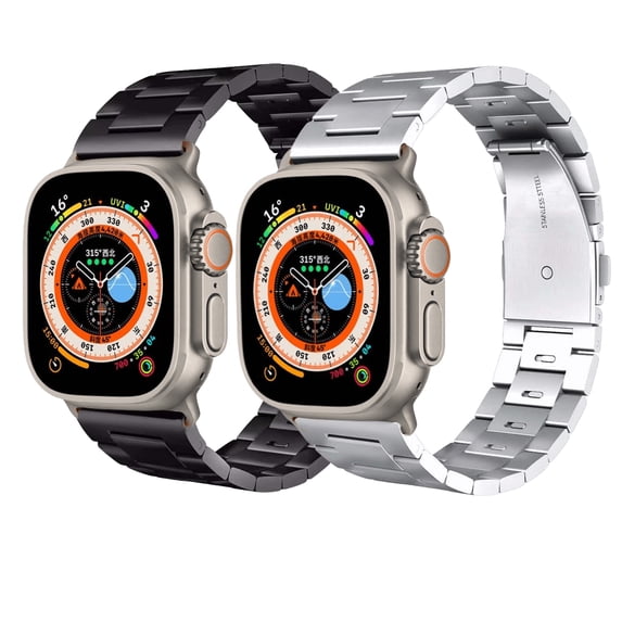 LEIXIUER Stainless Steel Metal Link Band for Apple Watch Bands 45mm 44mm 49mm 41mm 40mm 38mm 42mm for Women Men, Adjustable Butterfly Buckle Replacement Wristbands iWatch Series Ultra 8 7 6 5 4 3 2 1