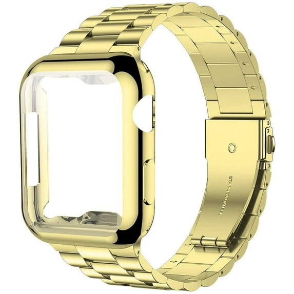 LEIXIUER Stainless Steel Metal Wristbands Compatible with Apple Watch Bands and Soft Case 45mm 44mm 42mm 41mm 40mm 38mm Metal Band Replacement iWatch Series 9 8 7 se 6 5 4 3 2 1 Strap