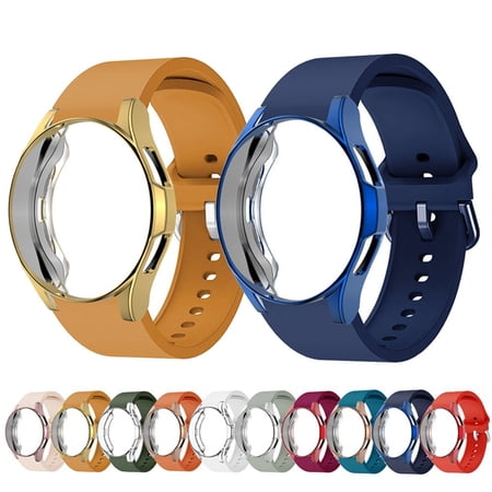 LEIXIUER TPU Case+ Silicone band for Samsung Galaxy Watch 6 5 4 Band 44mm 40mm Samsung Galaxy Watch 4 classic 46 mm 42mm Sport Watch Wristbands cover Strap for Galaxy Watch 6 5 4 (without film)
