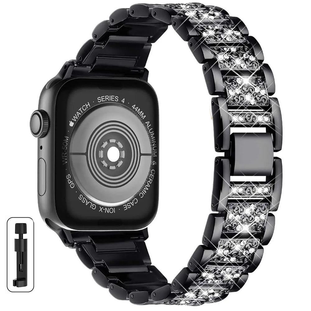 LEIXIUER Women Bling Stainless Steel Wristbands Compatible with Apple Watch Metal Bands 41mm