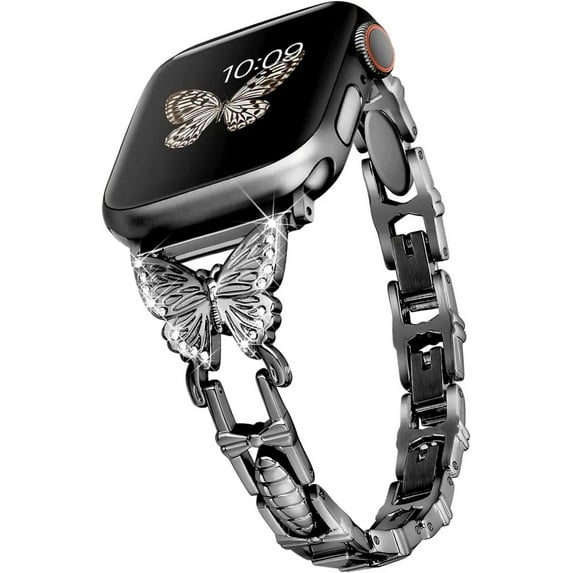 LEIXIUER Women Diamonds Metal Stainless Steel Wristbands Compatible with Apple Watch Band 41mm 40mm 38mm 49mm 45mm 44mm 42mm, Adjustable Bling Metal Straps for iWatch Series 9 8 7 6 5 4 3 2 1 SE Ultra