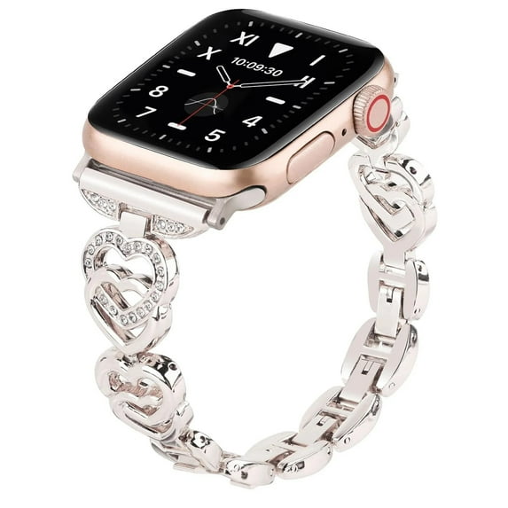 LEIXIUER Women Diamonds Metal Stainless Steel Wristbands Compatible with Apple Watch Band 41mm 40mm 38mm 49mm 45mm 44mm 42mm Bling Stylish Slim Strap for iWatch Series 9 8 7 6 5 4 3 2 1 SE Ultra