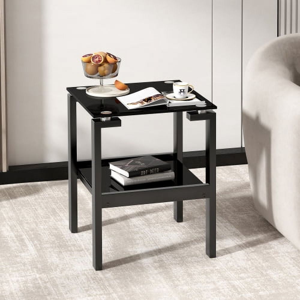 LEIYEHOOM 2Piece Clear Tempered Glass Small Table End Table for Living
