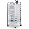 thumbnail image 1 of LEIYY 10 Drawer Rolling Storage Cart Scrapbook Paper Office School Organizer (Clear), 1 of 9