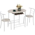 thumbnail image 1 of LEIYY 3 Piece Dining Set,Small Kitchen Table Set for 2,Breakfast Table Set,Kitchen Wooden Table and 2 Chairs for Small Space/Dining Room/Apartment,Metal Frame,Wine Rack,White&Light Oak, 1 of 9