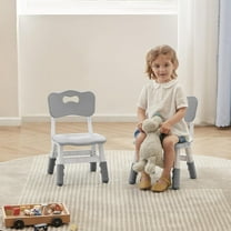 LEIYY Adjustable Toddler 2 Chairs Set, 3 Level Adjustable Children’s Chair for Age2-8, Durable and Lightweight, Maximum Load-Bearing 180LBS, Plastic Kids Chairs for Classroom/Daycare/Home Grey