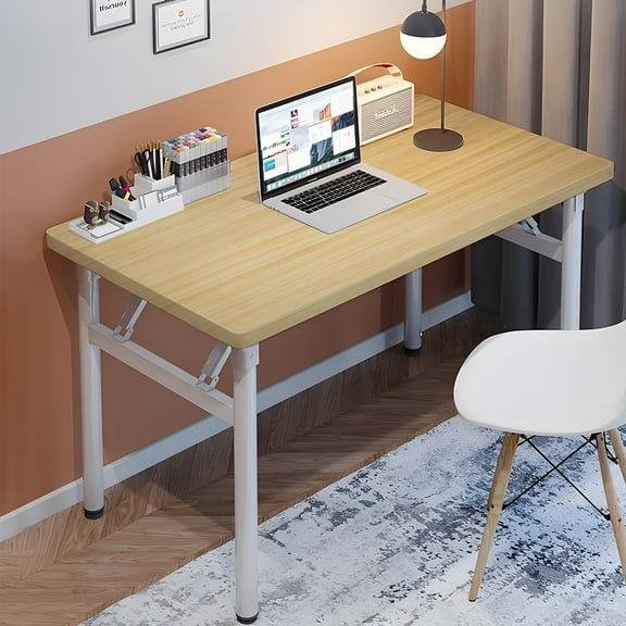 LEIYY Computer Desk Study Table No Assembly Required,Writing Computer Space Saving Folding Table for Home Office  38''*18'' Natural
