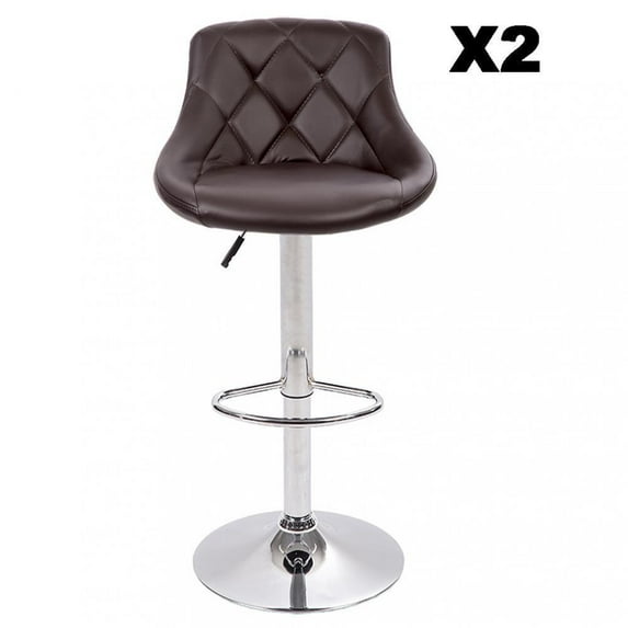 LEIYY Counter Height Bar Stools Set of 2 Bar Stools Swivel Stool Height Adjustable Bar Chairs with Back PU Leather Swivel Bar Stool Kitchen Counter Stools Dining Chairs Brown