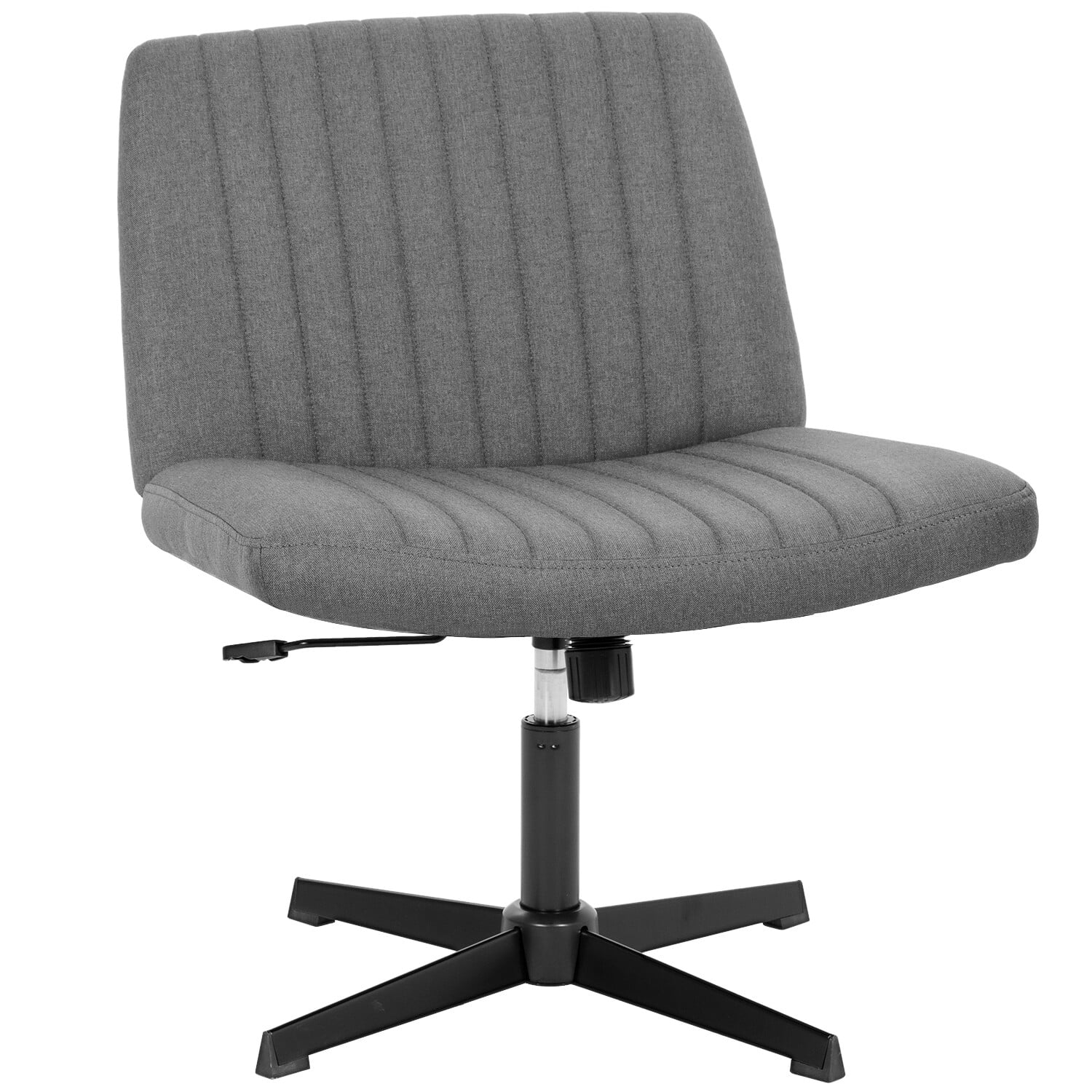 Criss Cross Chair, Armless Office Desk Chair, Wide Seat No Wheels, Height Adjustable Comfy Computer Task Swivel Chair Black