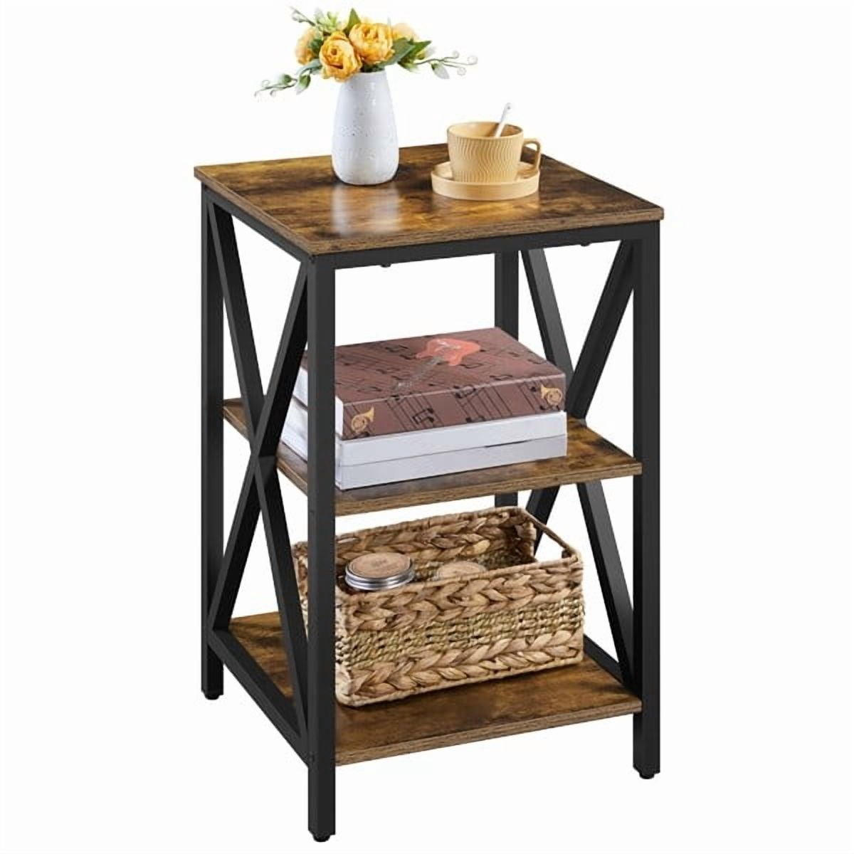 LEIYY End Table Living Room, 3-Tier Side Table with Storage Shelves for ...