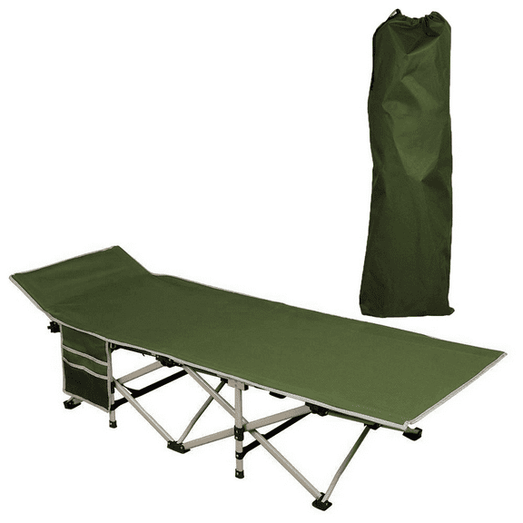 LEIYY  Folding Camping Cot, Portable Military Canvas Sleeping Bed, Outdoor Comfortable Lightweight Bed with Carry Bag for Hiking, Backpack Travel, Home & Office  Army green
