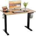 thumbnail image 1 of LEIYY Height Adjustable Electric Standing Desk, Sit Stand Computer Desk with Memory Controller, Home Office Desk Computer Workstation 48" x 24" Tabletop (Walnut Top + Black Frame), 1 of 18