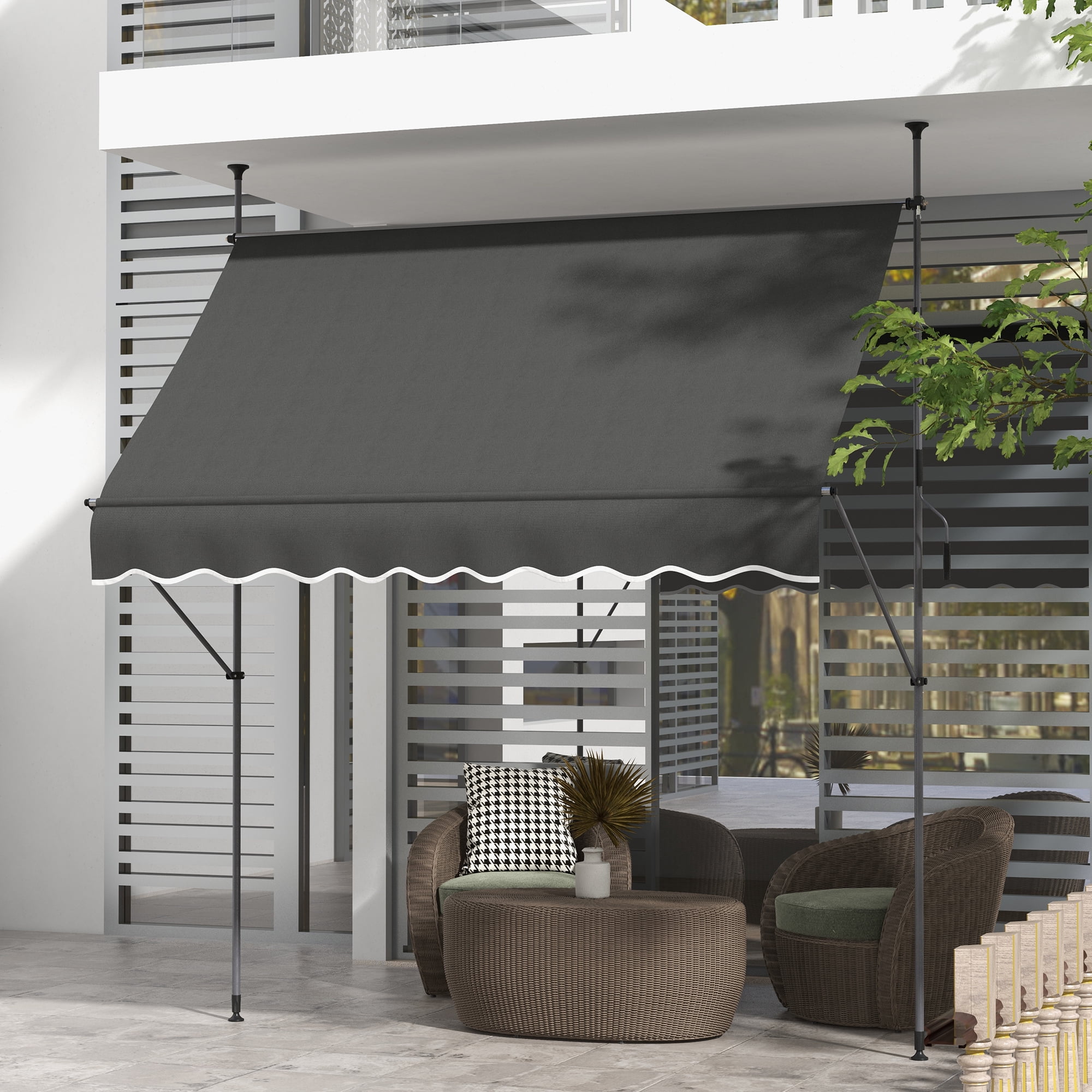 Shade Stand LEIYY Manual Retractable Awning, Non-Screw Patio Sun Shade Shelter with ...