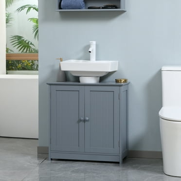 LEIYY Under Sink Bathroom Cabinet with 2 Doors and Shelf, Pedestal Sink Bathroom Vanity Cabinet,Grey