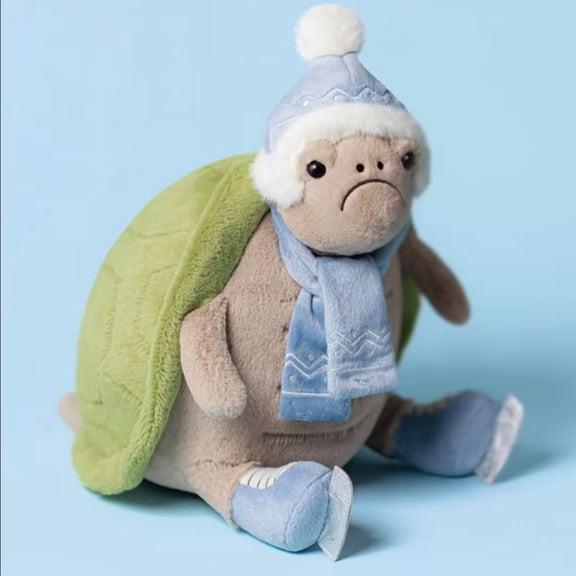 LEJHVAQK 11-Inch Winter Ice Skating Angry Turtle Plush - Cuddly Stuffed Animal Toy with Tag - Unique Holiday & Birthday Throw Pillow Gift for Fans