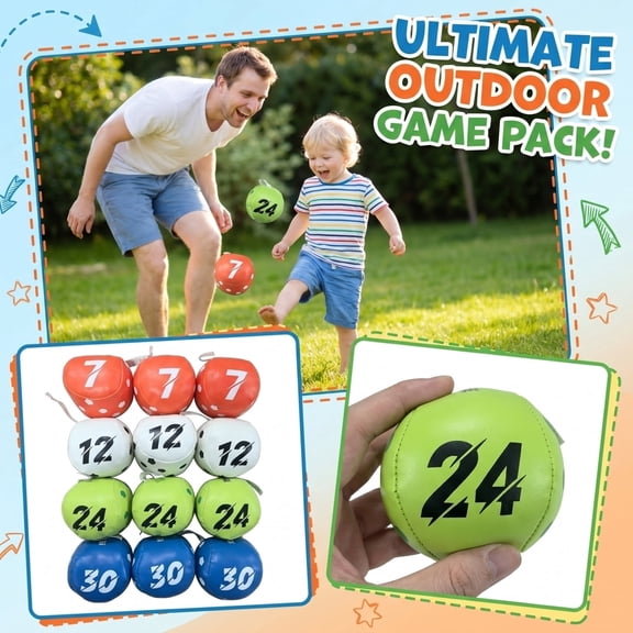 LEJHVAQK 12-Pack Numbered Kick Ball Set Professional 2.75in Sand Filled Bean Bag Majestic Outdoor Game for Coordination Training Soccer Style Fitness Gift