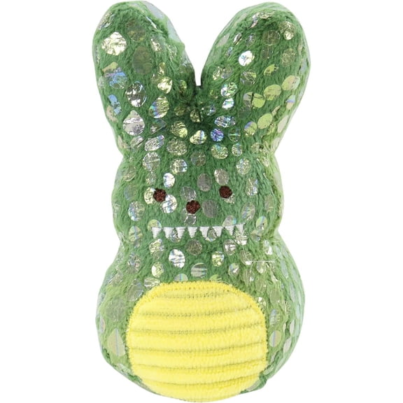 LEJHVAQK 15" Green Monster Easter Bunny Plush - Sparkly Sequin Stuffed Animal Rabbit with Toothy Grin, Large Soft Novelty Toy, Unique Easter Basket Stuffers & Quirky Birthday Gift