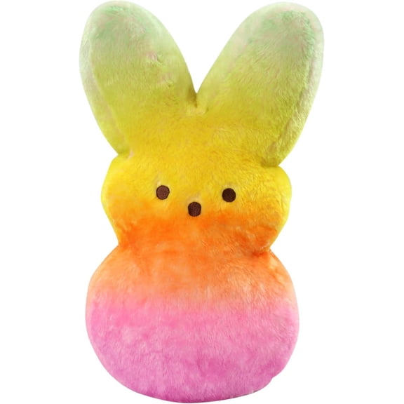 LEJHVAQK 15" Shaggy Ombre Easter Bunny Plush - Ultra-Fluffy Sunset Gradient Stuffed Animal Rabbit - Large Marshmallow-Soft Long-Haired Pillow Toy for Aesthetic Room Decor