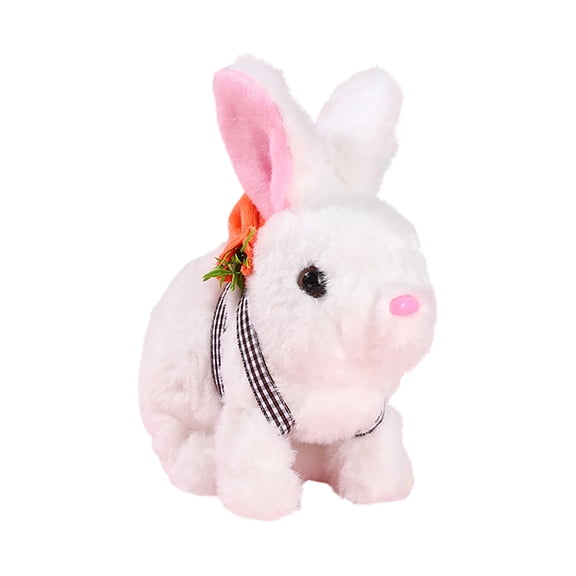 LEJHVAQK 6.7" Electric Interactive Bunny Toy - Realistic Walking Plush Rabbit with Lights & Sounds - Ear-Wiggling Animated Pet Toy - Ideal Easter Basket Stuffer & Birthday Gift