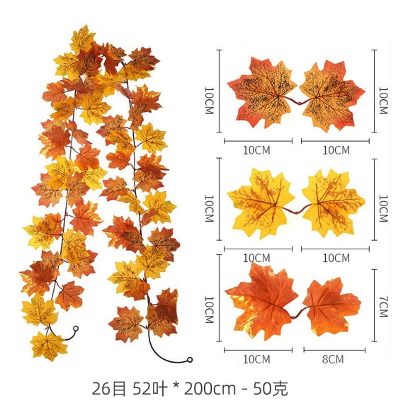 LEJHVAQK 6FT Maple Leaf Garland – Fall Leaves Garland for Autumn Decorations, Suitable for Front Door, Fireplace, and Staircase, Thanksgiving Day Family Atmosphere Decoration
