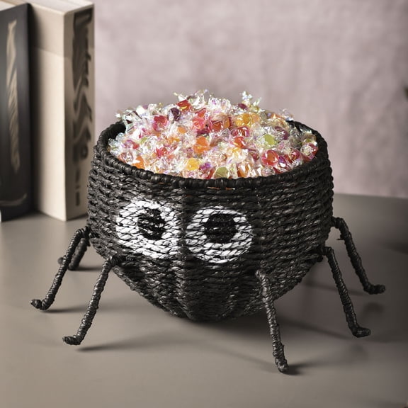 LEJHVAQK 7.9" Creative Black Spider Storage Box - Gothic Decorative Candy Bowl - Spooky Halloween Basket for Treats & Small Items - Unique Desk Organizer & Jewelry Holder for Alt Home Decor