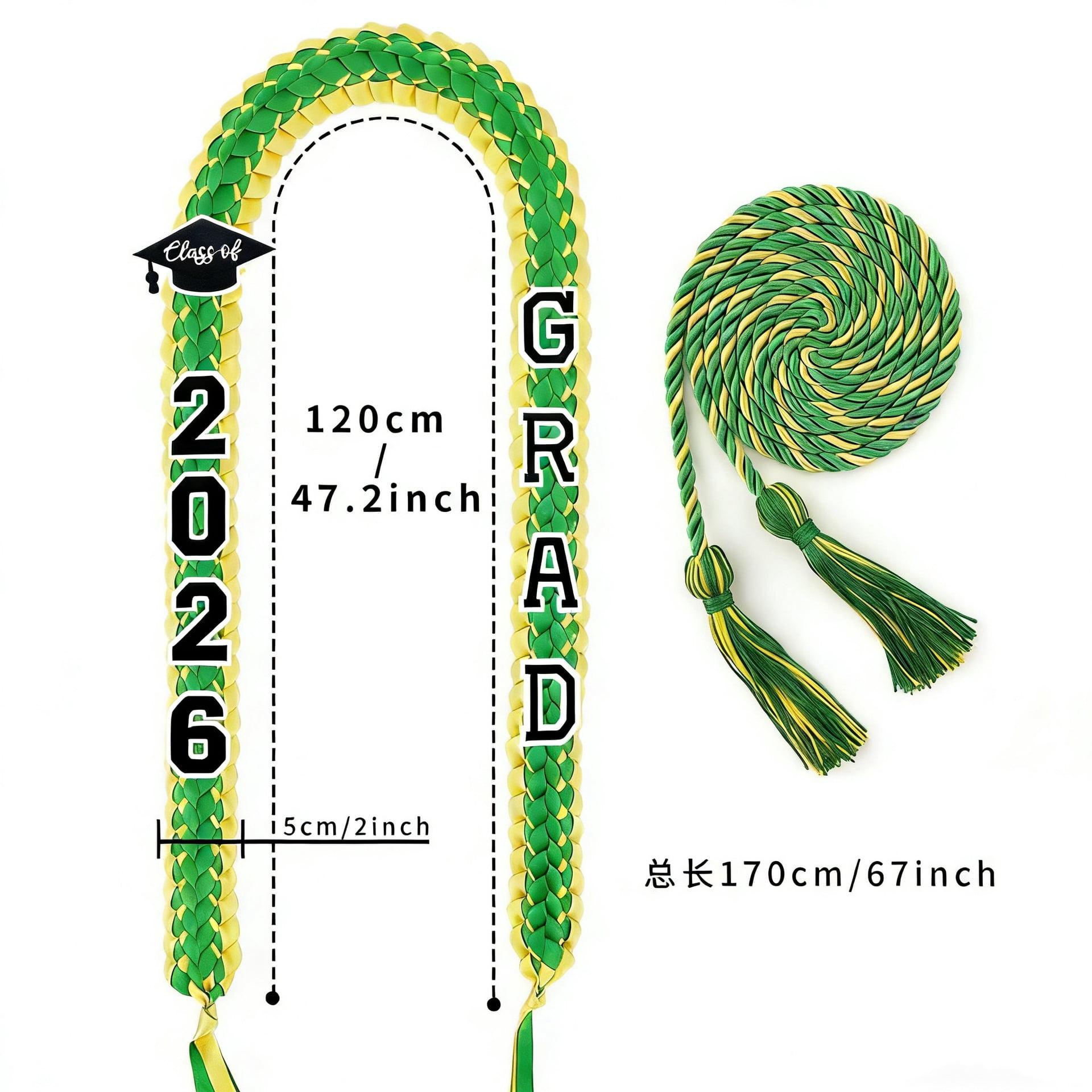 Honors Ribbon Graduation LEJHVAQK Handmade Braided Graduation Ribbon Lei Double Layer Satin ...