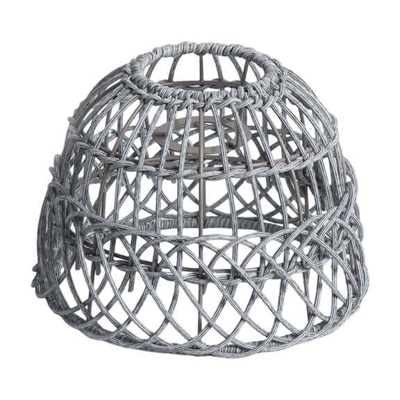 LEJHVAQK Radial Lattice Metal Pendant Shade Handcrafted Iron Wire Woven Lamp Guard for Kitchen Island Dining Room Vintage Industrial Ceiling Decor Grey