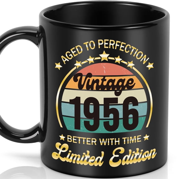 LEJIAJINW 70th Birthday Gift for Men, 70 Year Birthday Mug for Him, Vintage 1956 Ceramic Coffee Mug, Back in 1956 70th Anniversary Milestone Party Decoration for Retired Man Dad Grandpa Coworker Y114