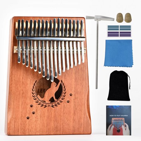 LEKATO 17 Keys Kalimba Thumb Keyboard Instrument Wood Piano with Tuner Hammer