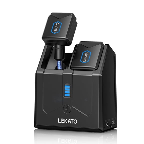 LEKATO 5.8GHz Wireless Guitar System with Charging Box Wireless Guitar Transmitter Receiver 4 Signal Channel Rechargeable Audio Wireless Guitar Transmitter and Receiver for Electric Guitar Bass