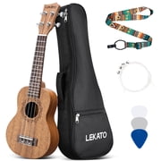 LEKATO Concert Ukulele for Beginners 21 Inch Mahogany Ukelele Bundle with Gig Bag Professional Wooden Hawaiian Uke for Adult Kids Starter Kits with Strap Nylon Strings Picks