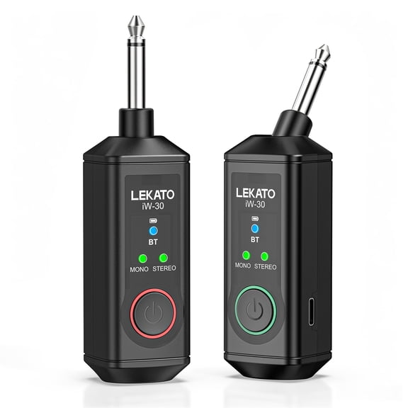 LEKATO Dual iW-30 Bluetooth Receivers with 1/4" TS Plug BT 5.3 Wireless Audio Adapter, 48kHz/24bit Stereo Audio for Audio Mixer PA Speaker DJ System 165ft Range 15H Battery Life