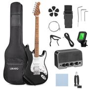LEKATO Electric Guitar Kit Beginner 39 Inch Full Size Solid Body Guitar HSS for Starter Roasted Maple Neck Fretboard Stainless Steel Frets, 5W Mini Amp, Bag, Tuner, Capo, Strap, String, Picks