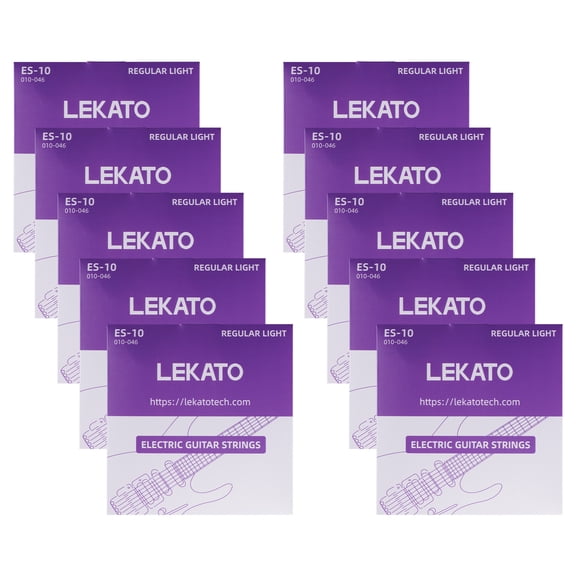 LEKATO Electric Guitar Strings Nickel Plated Steel Coated Electric Guitar Strings with Ball End 10 Set of 6 Hex Steel String(10-46)