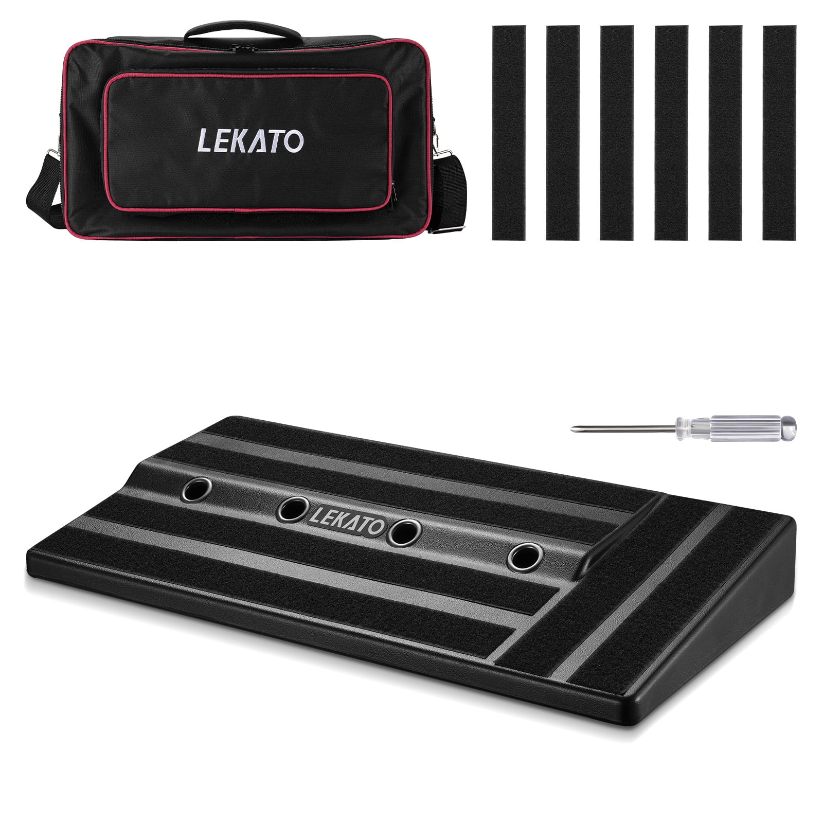 LEKATO Guitar Pedal Board 19.7''x10''x2.4" Large Capacity Guitar Pedalboards with Built-in Power Supply Room with Carry Bag and Mounting Tape
