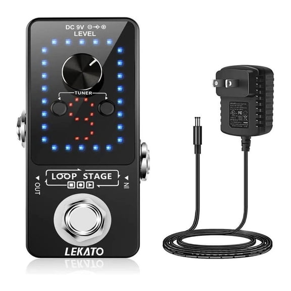 LEKATO Looper Effect Pedal Guitar 40 Mins 9 Slot Record Tuner Loop + DC 9V Power